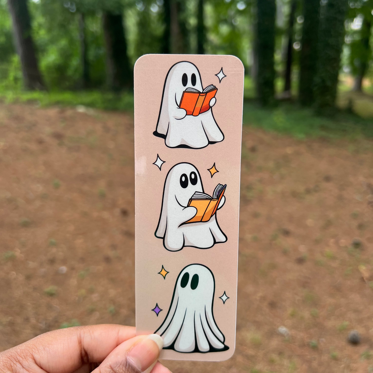 Tan Bookish Ghost Bookmark
