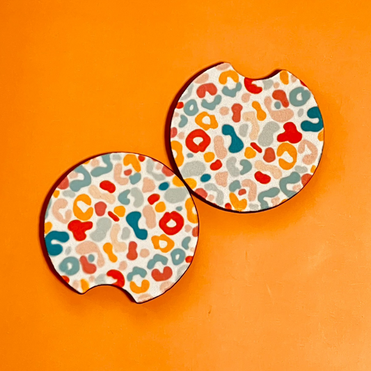 Multicolor Leopard Car Coasters