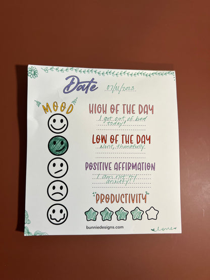Daily mental health check in mini notepad