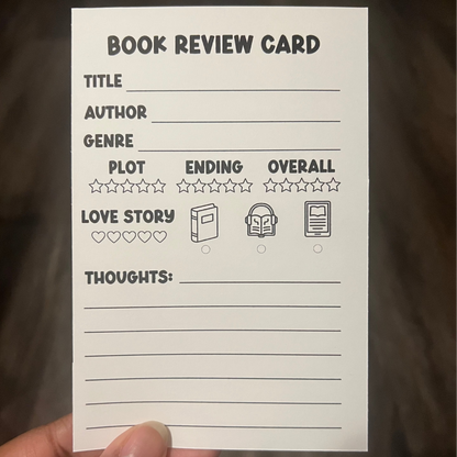 Romance Book Review Card