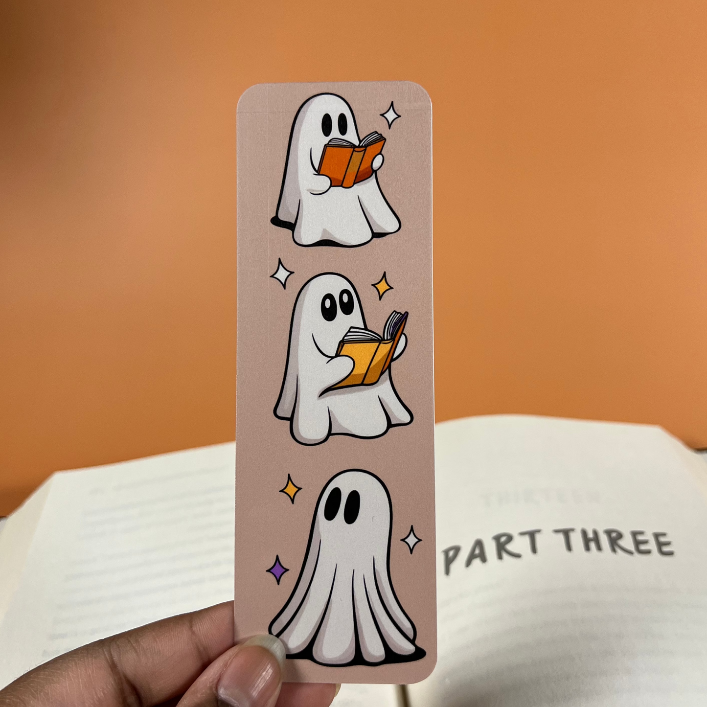 Tan Bookish Ghost Bookmark