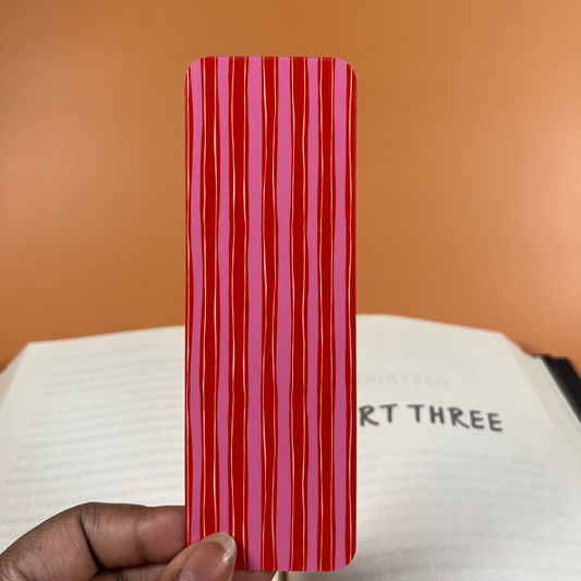 Red & Pink Striped Bookmark