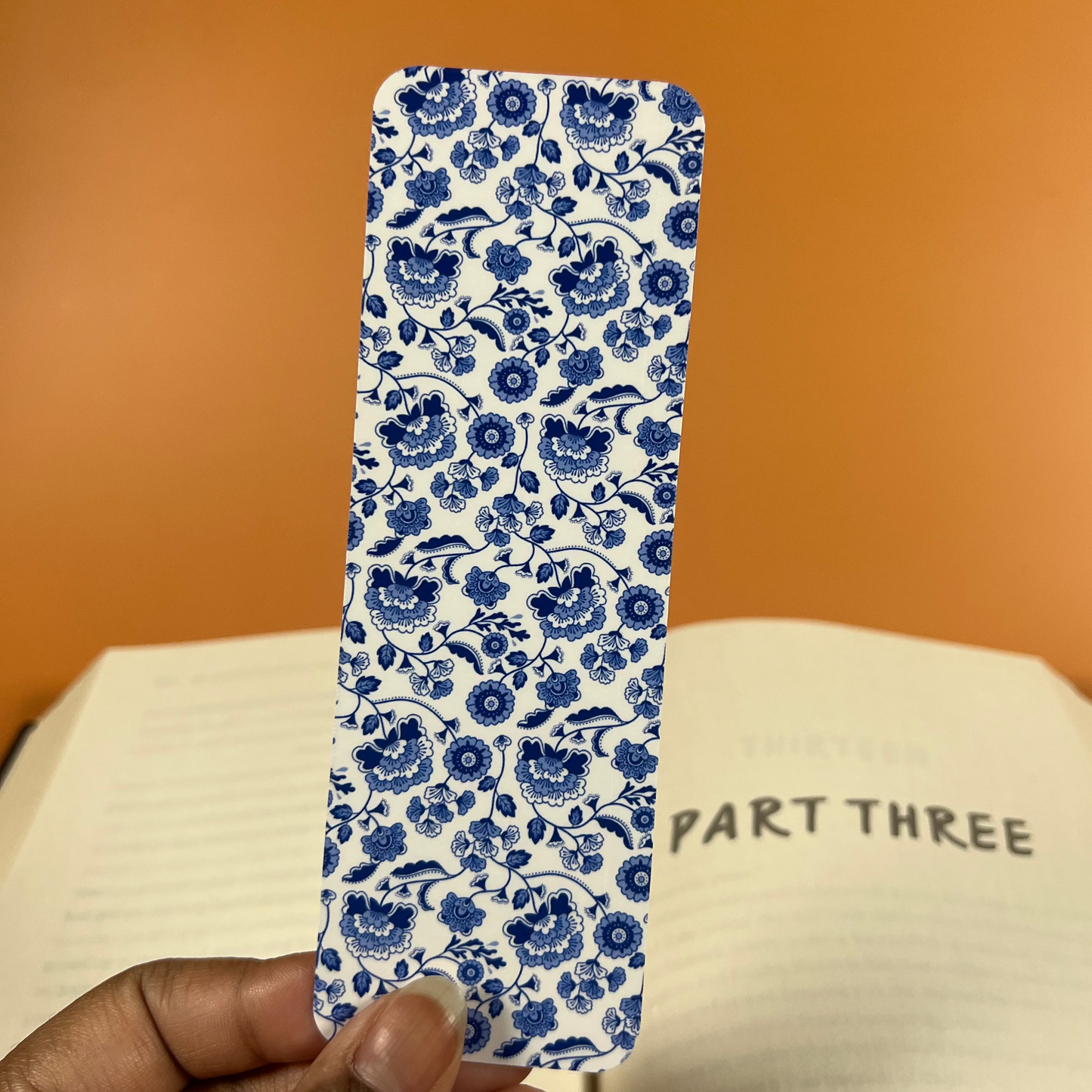 Vintage Blue Floral Bookmark