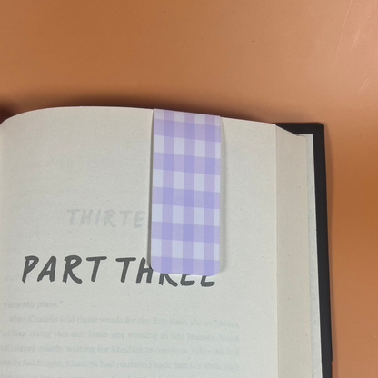 Purple Gingham Magnetic Bookmark