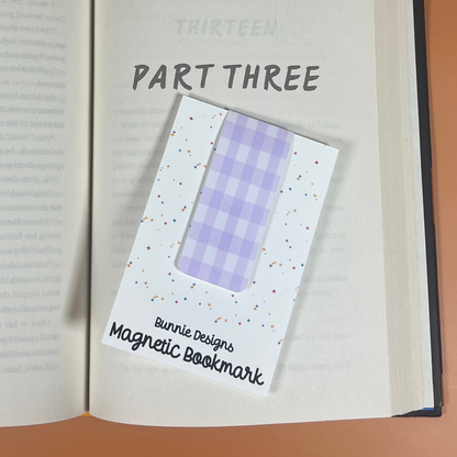Purple Gingham Magnetic Bookmark