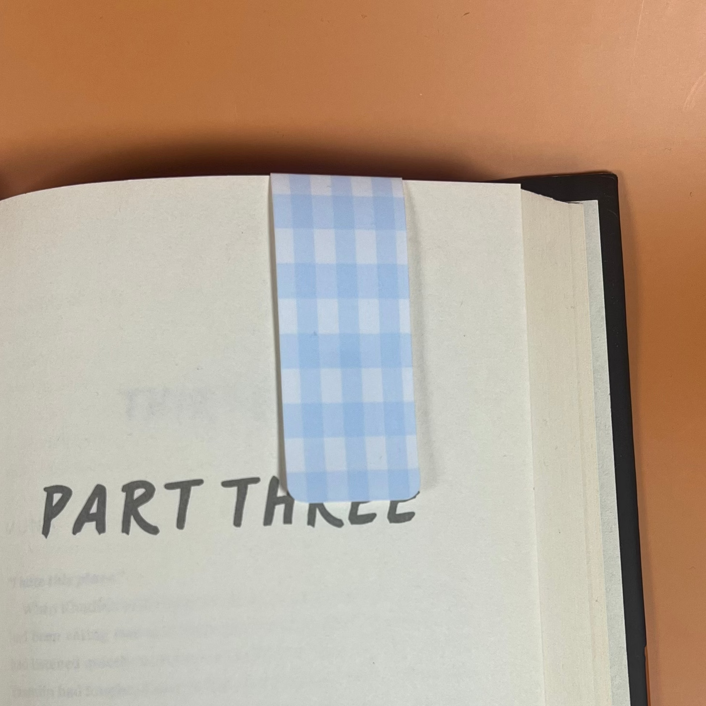 Blue Gingham Magnetic Bookmark
