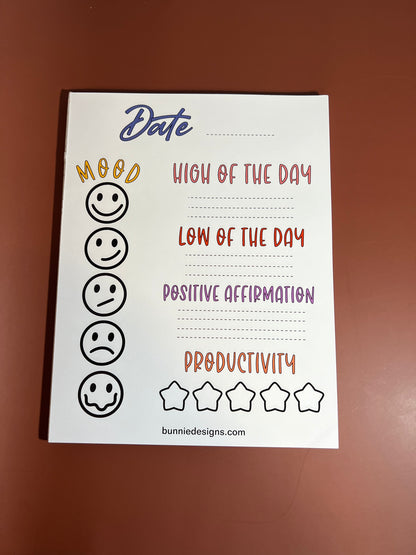 Daily mental health check in notepad