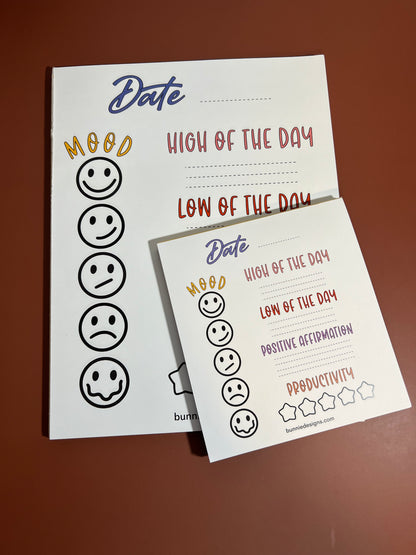 Daily mental health check in notepad