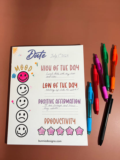 Daily mental health check in notepad