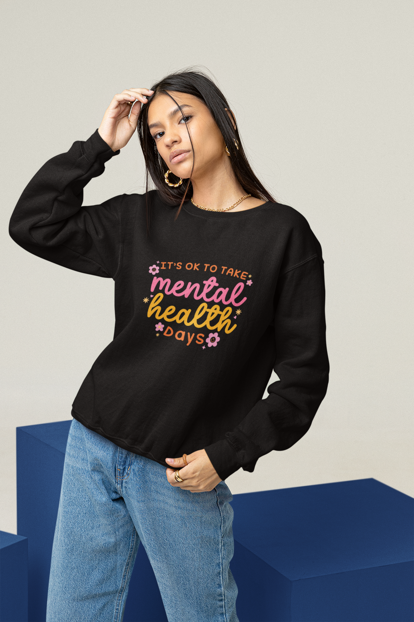 It's Okay To Take Mental Health Days Crewneck (sunset)
